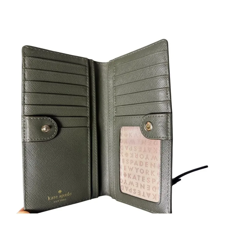 Kate Spade Green Leather Bifold Wallet